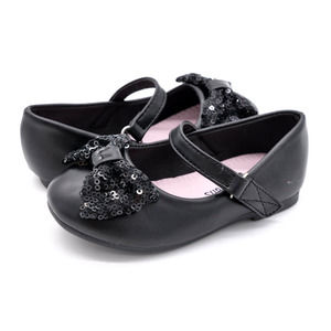 Jelly Beans Wtana Girls Size 7 Mary Jance Flats Black Sequins Bow Accent Shoes